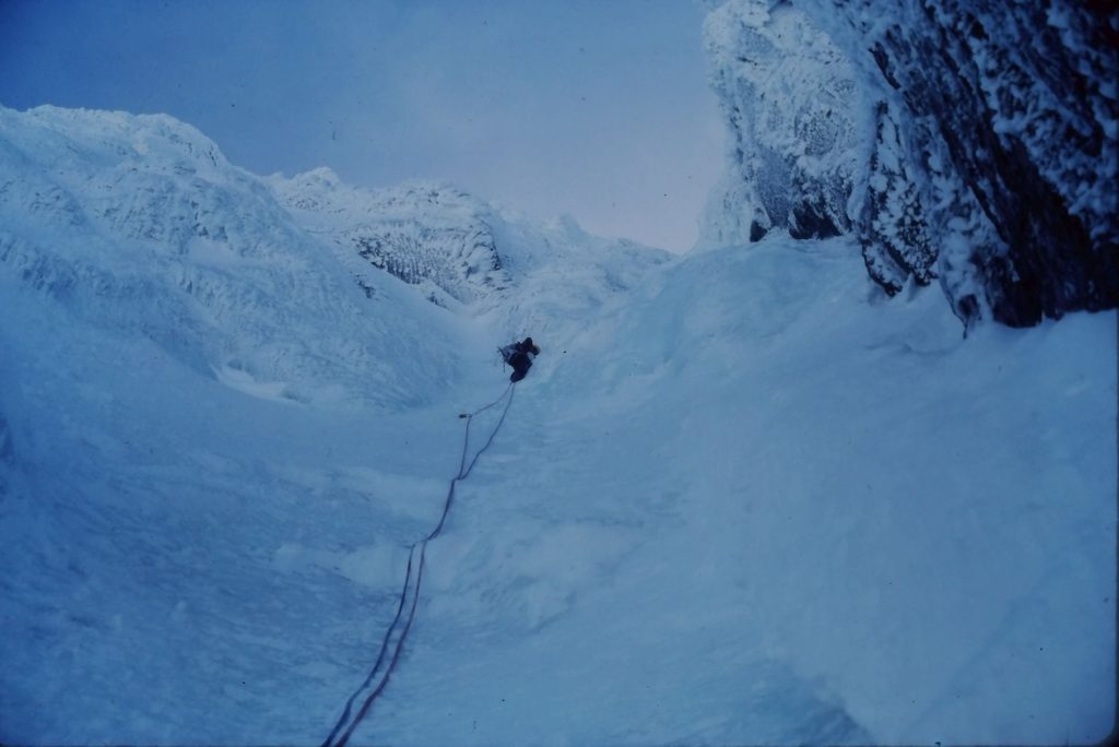 Zero Gully steepening a couple or three pitches up.
