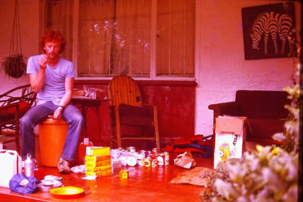 Steve on the verandah of Rod and Bar's house in the Nairobi suburbs.