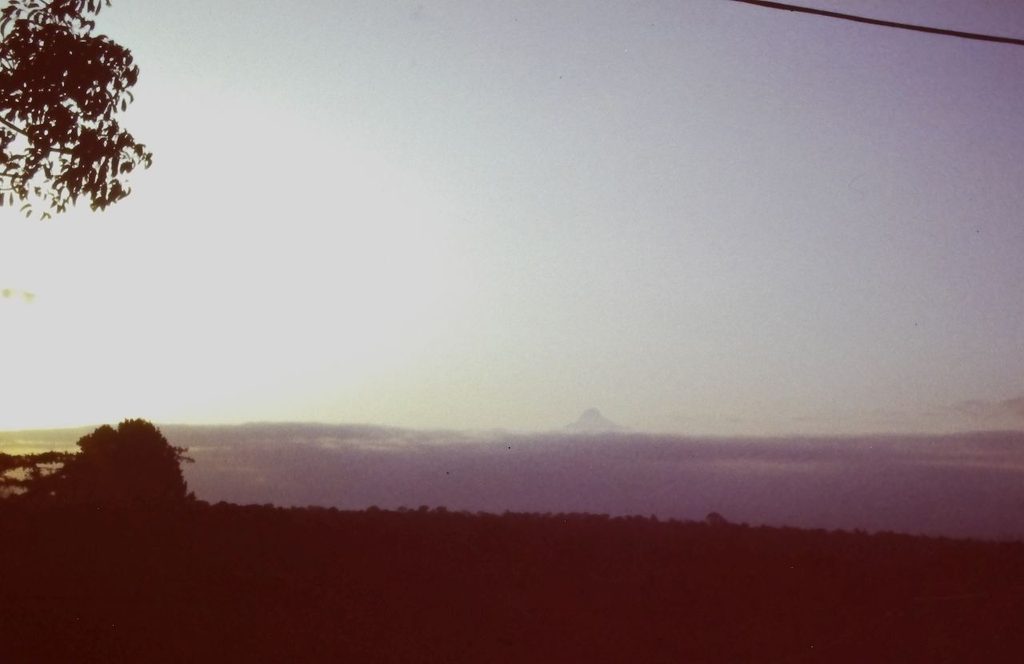 First view of the distant summits of Mt Kenya