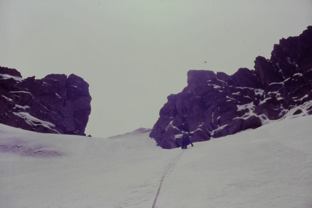 The long pitches to the Gate of the Mists... the col between Mt. Kenya's two rocky summits.