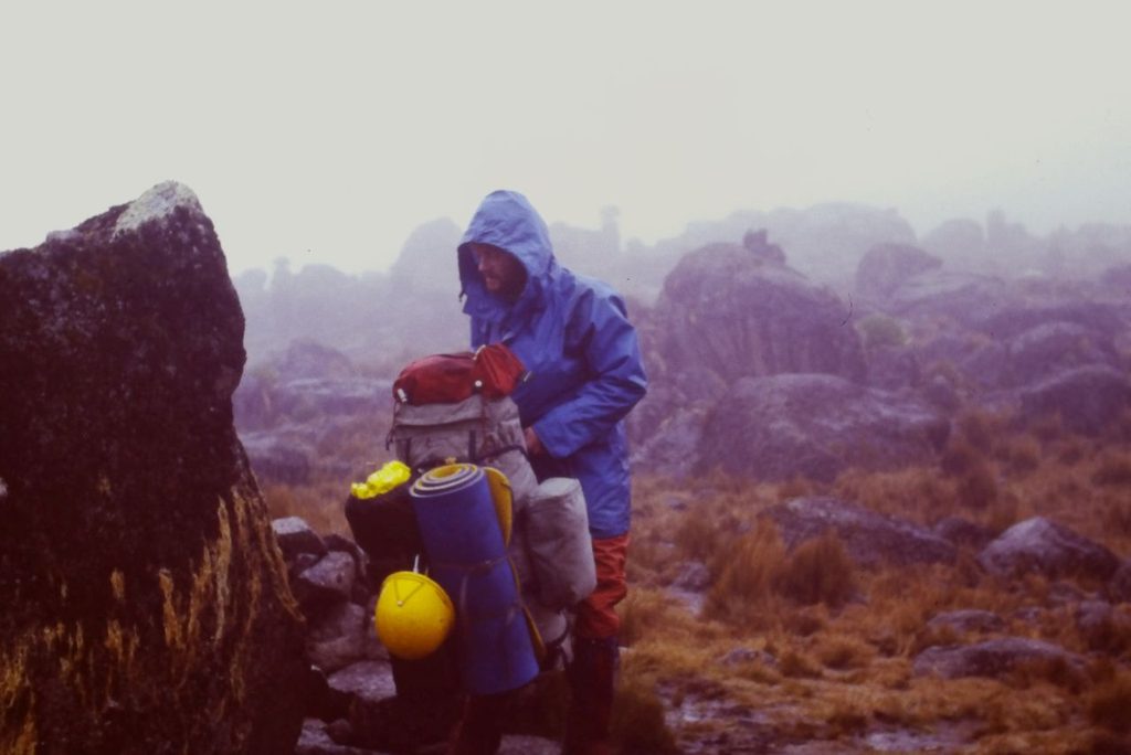 Steve loaded up for the descent as the weather gets worse.