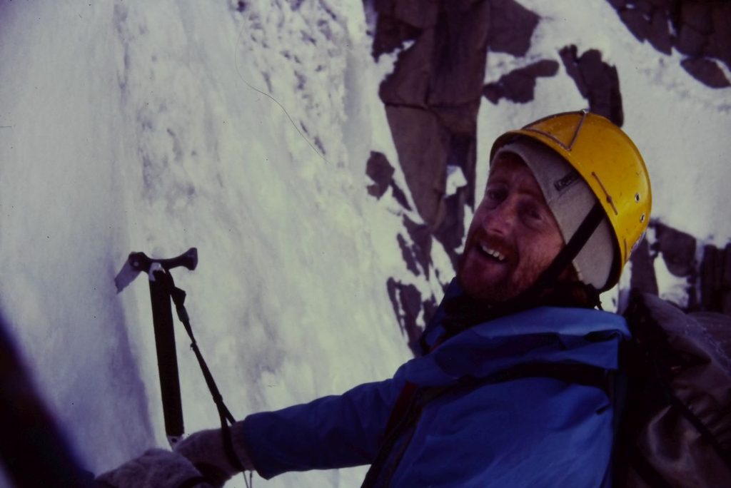 He thinks it's all over! Steve at the top of the first headwall pitch.
